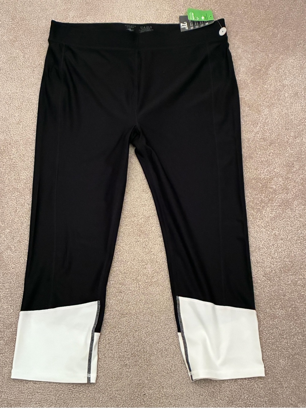 Athletic Works Black Track Pants with White Cuff Detail